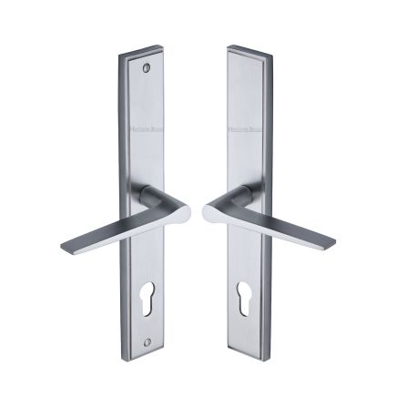Heritage Brass Multi-Point Door Handle Lever Lock Gio RH Design Satin Chrome finish