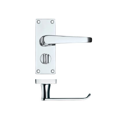 Zoo Hardware Project Victorian flat lever on privacy backplate - 114 x 40mm - Polished Chrome