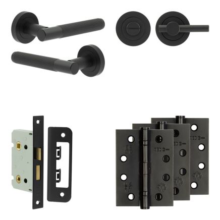 Complete Venice Door Handle Pack - Bathroom - Black - By Frelan Hardware - JE-F5A2-MB