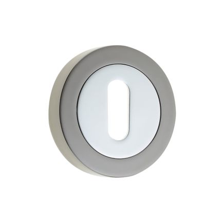 Jedo Dual Standard Keyway Escutcheons on 50mm Round Rose Polished Chrome Polished Black Nickel - By Frelan Hardware - JV503PCBN