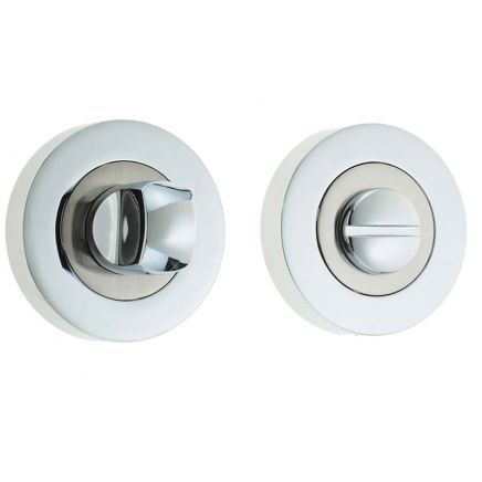 Jedo Dual Turns & Releases 50mm Round Rose no Indicator Polished Chrome / Satin Nickel - By Frelan Hardware - JV2666PCSN