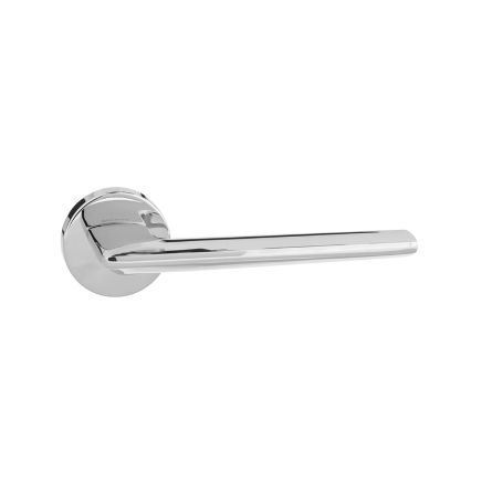 Forme Boston Lever Door Handle on Minimal Round Rose - Polished Chrome (Pair)