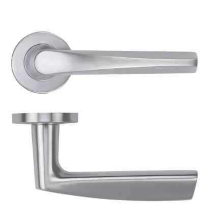 Zoo Hardware Designer Lever on Round Rose 52mm x 8mm Push-on Rose - BS EN 1906 Grade 3 - Grade 201 - Satin Stainless