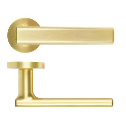 Zoo Hardware Frigo Lever On Round Rose - Satin Brass