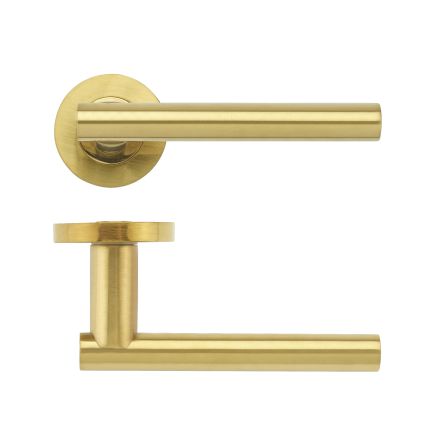 Zoo Hardware Lucca lever on round rose - Favo Satin Brass