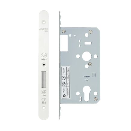 Zoo Hardware 2 Piece - DIN euro deadlock - backset 60mm - radius - White