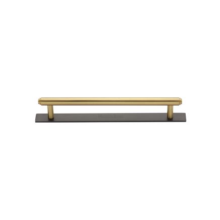 Heritage Brass Cabinet Pull Step Design with Plate 96mm CTC Matt Bronze/Satin Brass Finish