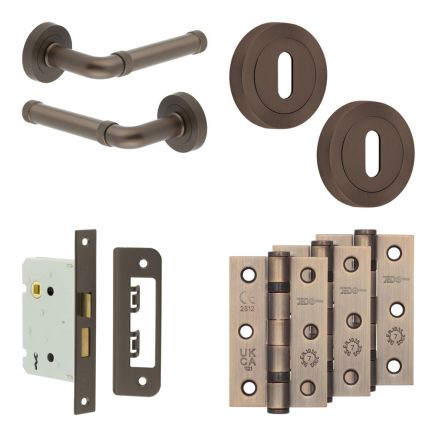 Complete Midtown Door Handle Pack - Sashlock - Dark Bronze - 76mm / 3-inch Hinges - JE-G8B8-DB